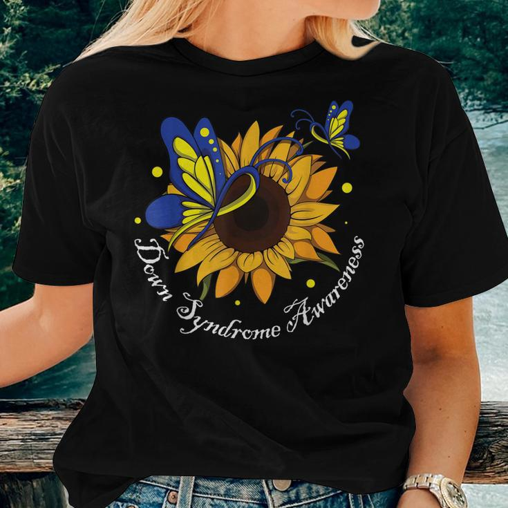 Butterfly Sunflower World Down Syndrome Awareness Day Women T-shirt Gifts for Her