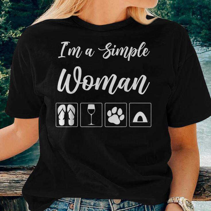 Camping Alcohol Tent Wine Girl Im A Simple Woman Women T-shirt Gifts for Her