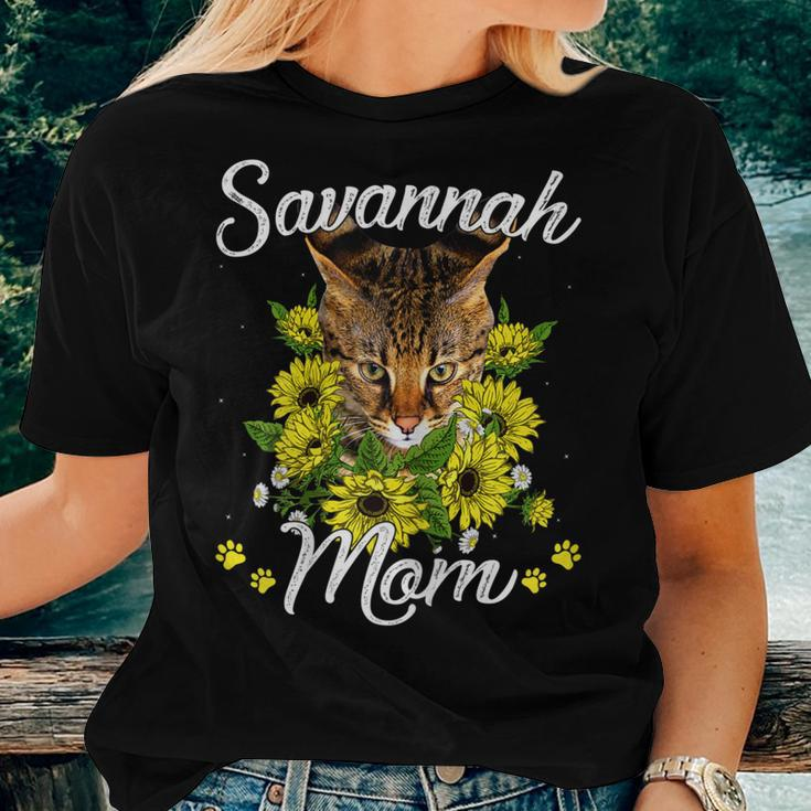 Cat Mom Sunflower Savannah Mom Women T-shirt Gifts for Her