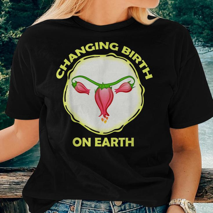 Changing Birth On Earth Pregnancy Uterus Floral Women T-shirt Gifts for Her