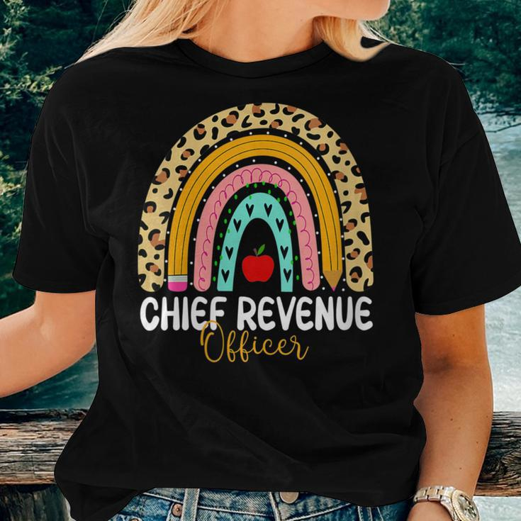 Chief Revenue Officer Leopard Rainbow Finance Back Work Women T-shirt Gifts for Her