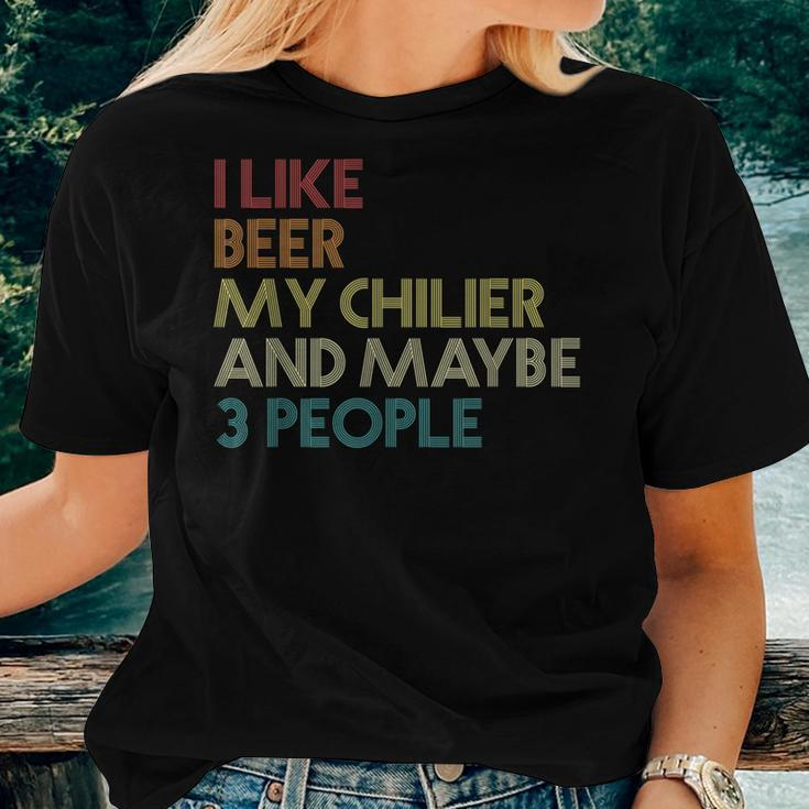 Chilier Dog Owner Beer Lover Quote Vintage Retro Women T-shirt Gifts for Her