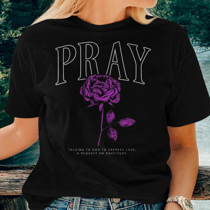 Christian Prayer Rose Streetwear For N Girls Floral Faith Women T-shirt Gifts for Her