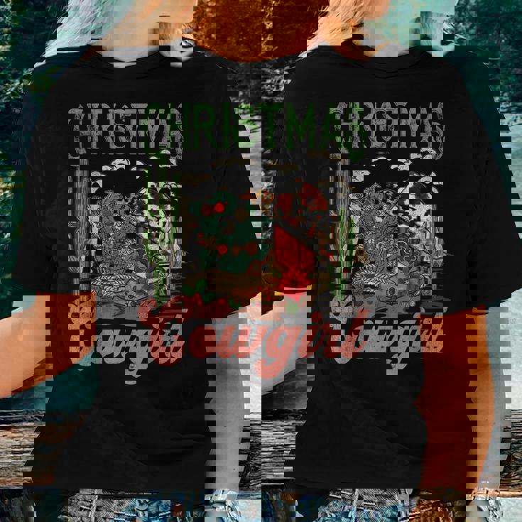 Christmas Cowgirl Western Christmas Cowboy Christmas Boots Women T-shirt Gifts for Her