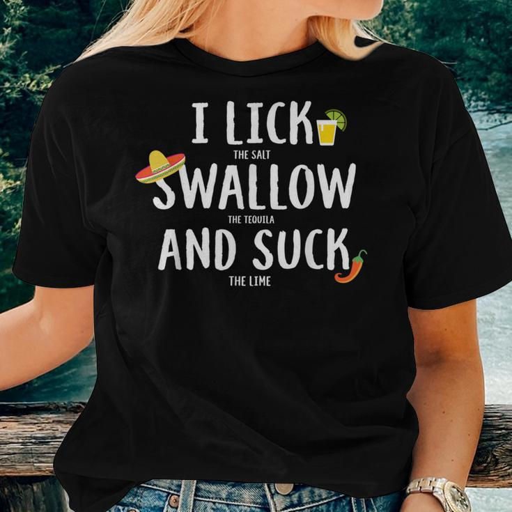 Cinco De Mayo Tequila Drinking Alcohol Lick Swallow Suck Women T-shirt Gifts for Her
