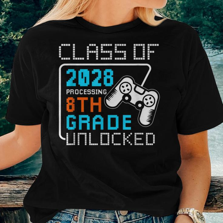 Class Of 2028 Processing 8Th Grade Unlocked Graduate Gamer Women T-shirt Gifts for Her