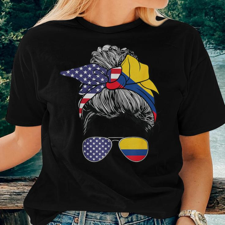 Colombian Girl Usa Heritage American Colombia Flag Women T-shirt Gifts for Her