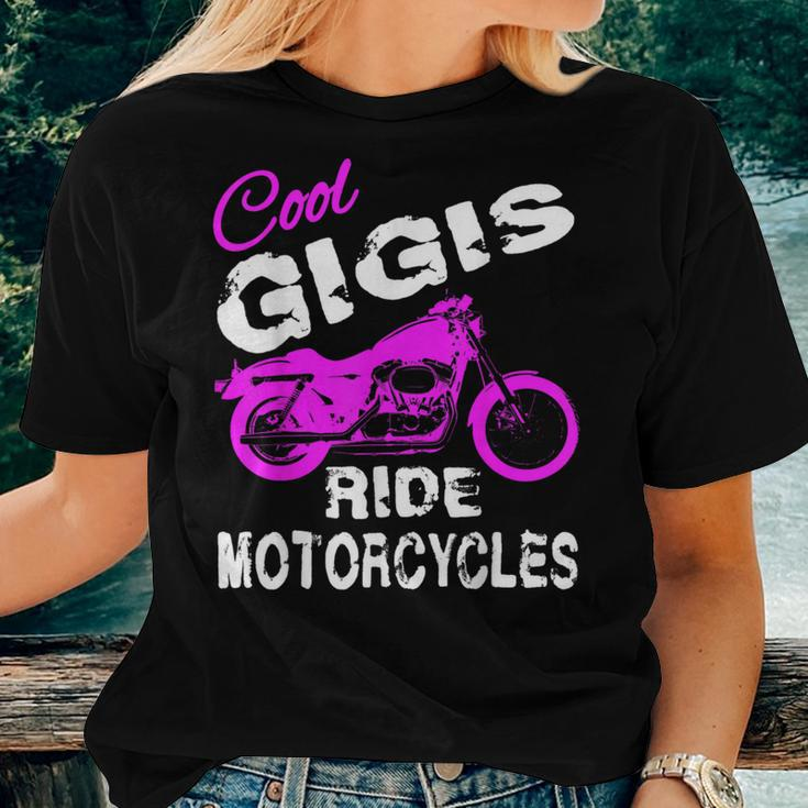 Cool Grandma Nana Gigi Rides Motorcycle Women T-shirt Gifts for Her