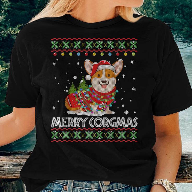 Corgi Dog Merry Corgmas Santa Corgi Ugly Christmas Sweater Women T-shirt Gifts for Her