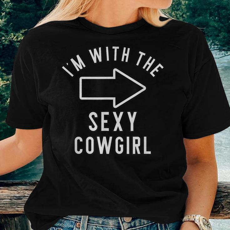Couples Halloween Costume Im With The Sexy Cowgirl Women T-shirt Gifts for Her
