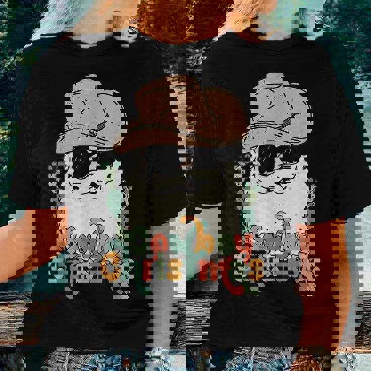 Cowboy Christmas Santa Claus Western Vintage Cowgirl Retro Women T-shirt Gifts for Her Cowboy Christmas Santa Claus Western Vintage Cowgirl Retro Women T-shirt Gifts for Her