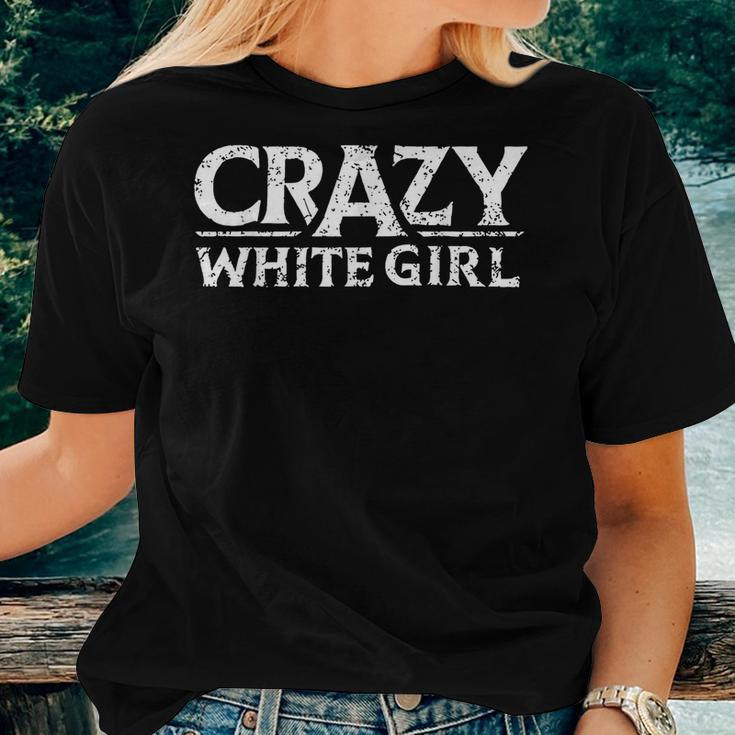 Crazy White Girl Funny Girl Saying Women T-shirt Crewneck Short Sleeve Graphic Gifts for Her