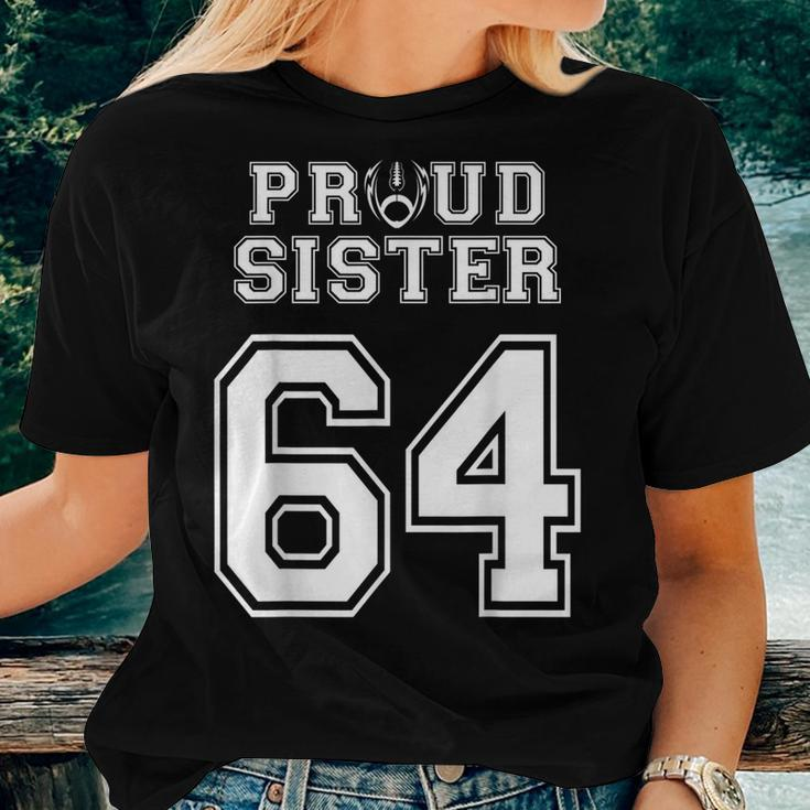 Custom Proud Football Sister Number 64 Personalized Women Women T-shirt Gifts for Her