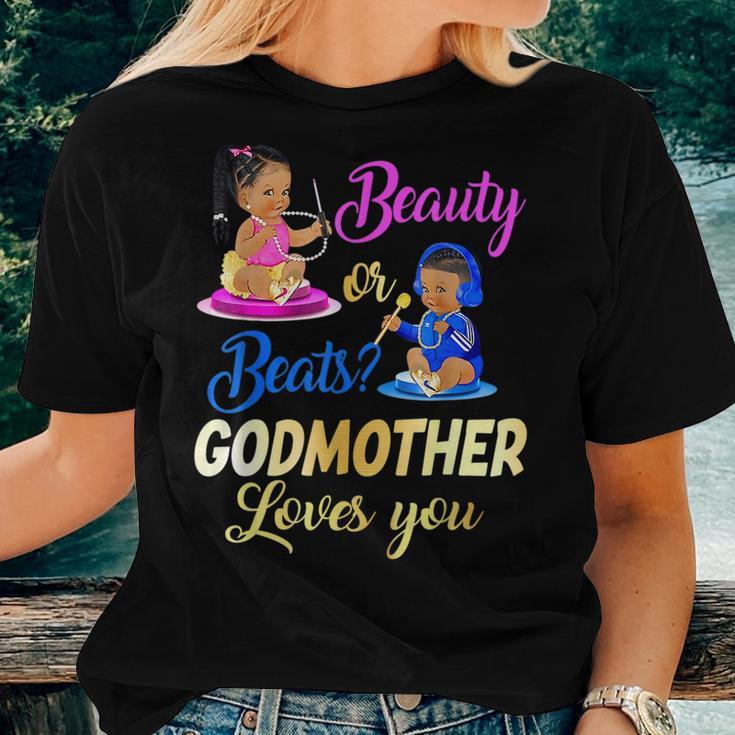 Cute Beauty Or Beat Godmother Loves You Gender Reveal Party Women T-shirt Gifts for Her