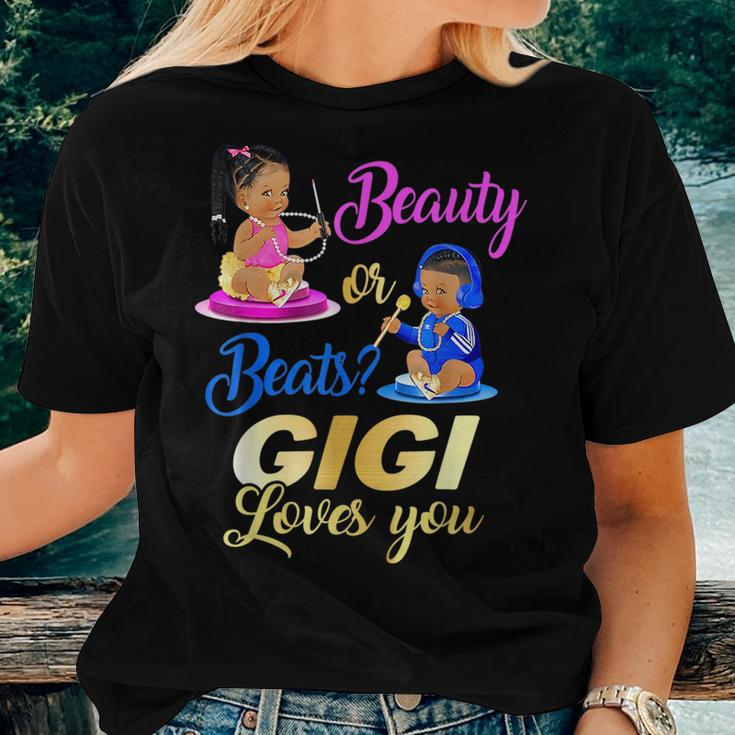 Cute Beauty Or Beat Gigi Loves You - Gender Reveal Party Women T-shirt Crewneck Short Sleeve Graphic Gifts for Her