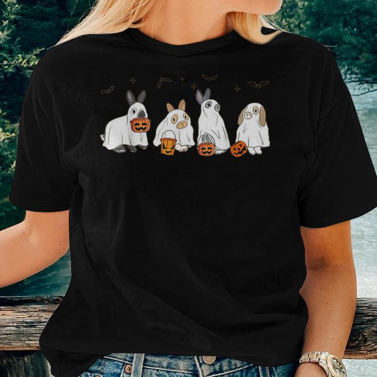 Cute Fall Ghost Bunny Rabbit Halloween Costume Spooky Season Women T-shirt Gifts for Her