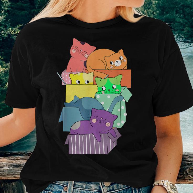 Cute Kawaii Cats Pile Lgbt Gay Pride Rainbow Flag Anime Cat Women T ...