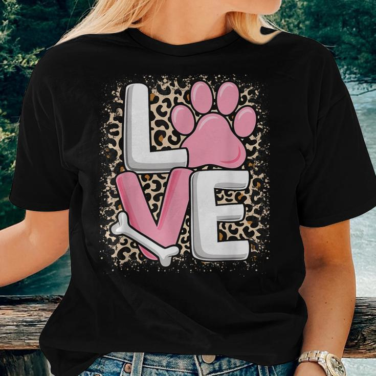 Cute Pink Love Dog Paw Dog Puppy Lover Girls Women T-shirt Gifts for Her