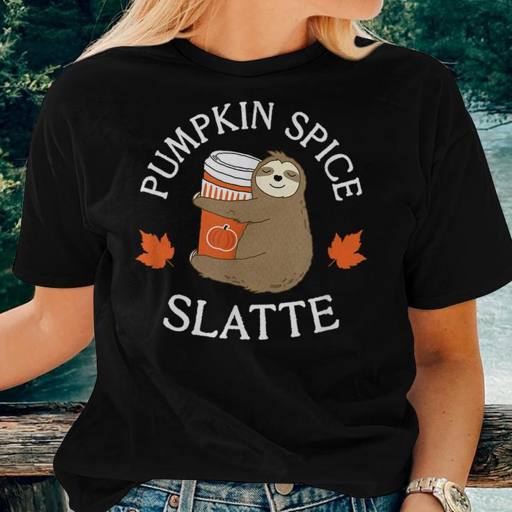 Cute Sloth Pumpkin Spice Slatte Latte Coffee Fall Basic For Coffee Lovers Women T-shirt Gifts for Her