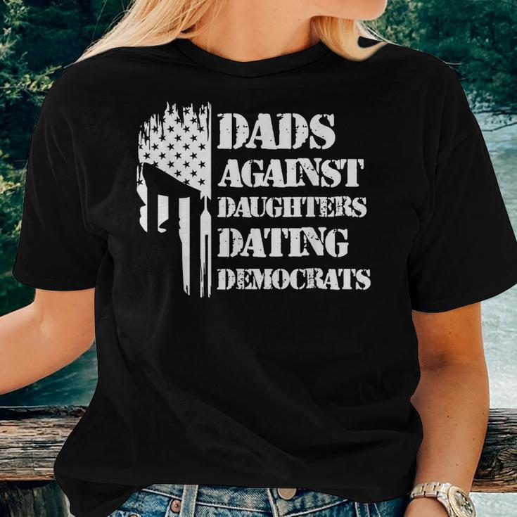 Dads Against Daughters Dating Democrats - Patriotic Skull Women T-shirt Gifts for Her