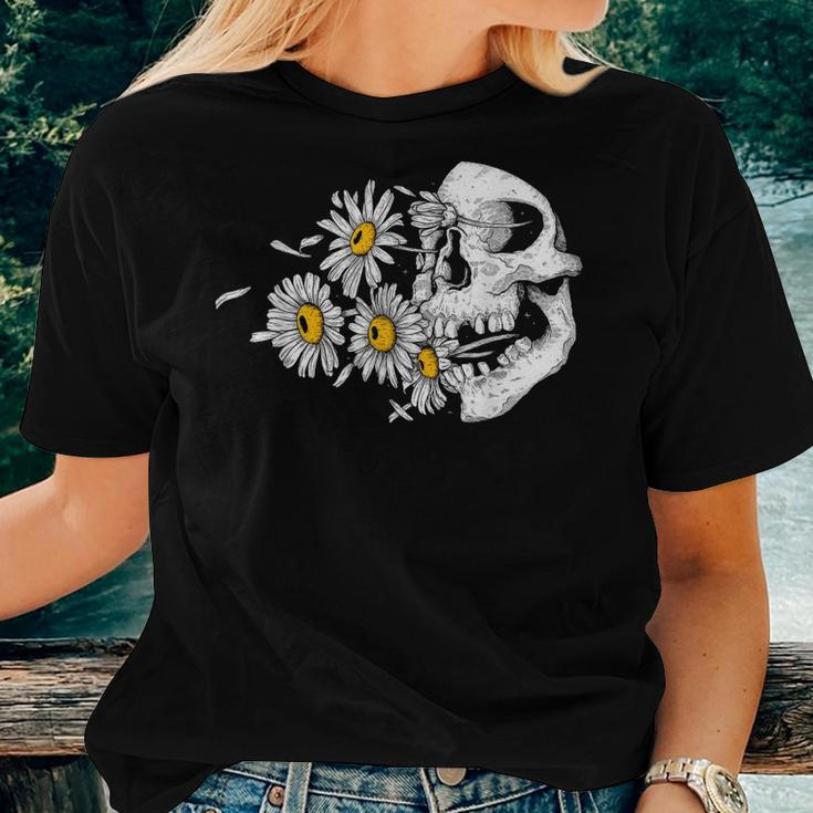Daisy Skull Flower Halloween Costume Skull Tree Hippie Women T-shirt Gifts for Her