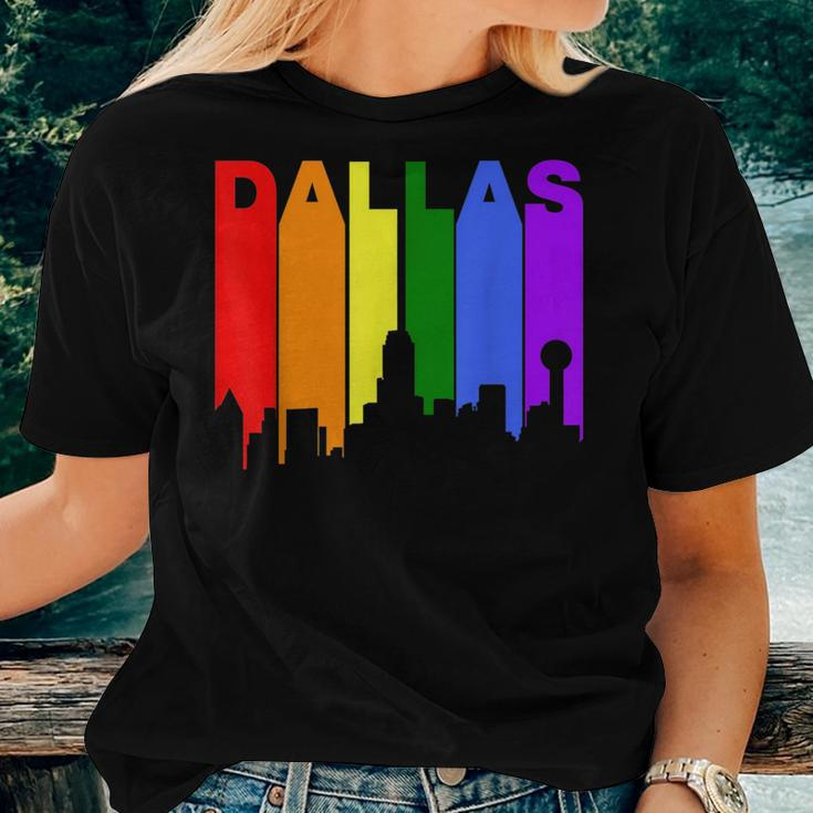 Dallas Texas Lgbtq Gay Pride Rainbow Skyline Women T-shirt Gifts for Her