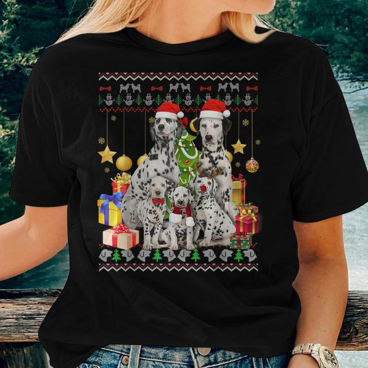 Dalmatian Ugly Christmas Sweater Santa Hat Women T-shirt Gifts for Her