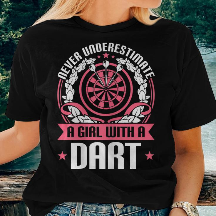 Dart Player Cool Quote Never Underestimate A Girl With Darts Women T-shirt Gifts for Her