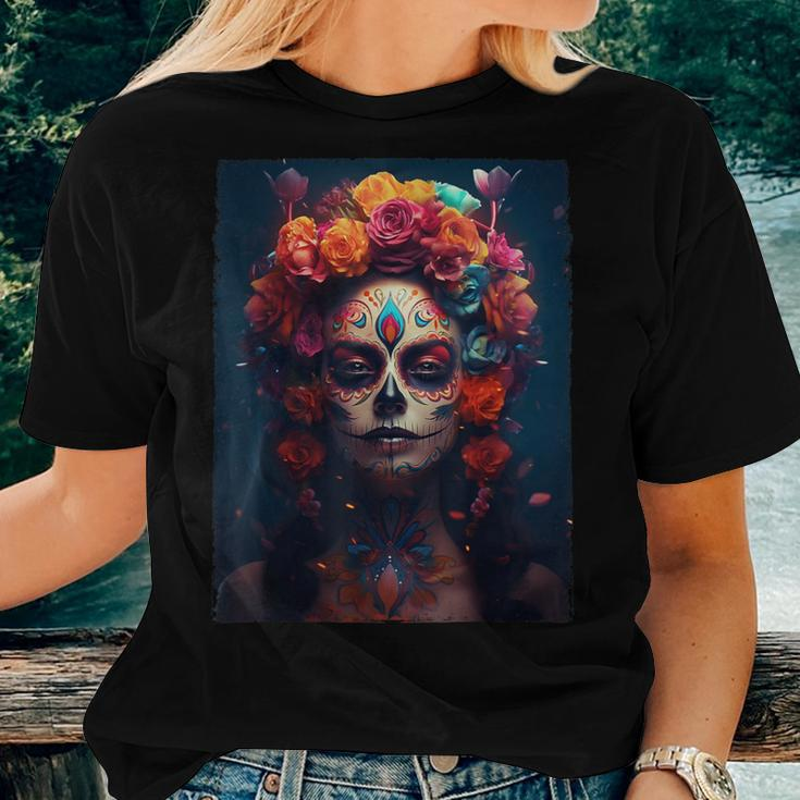 Dia De Los Muertos Sugar Skull Day Of The Dead Mexican Women T-shirt Gifts for Her