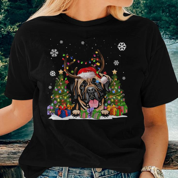 Dog Lovers Cute Mastiff Santa Hat Ugly Christmas Sweater Women T-shirt Gifts for Her