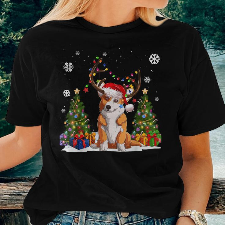 Dog Lovers Cute Welsh Corgi Santa Hat Ugly Christmas Sweater Women T-shirt Gifts for Her