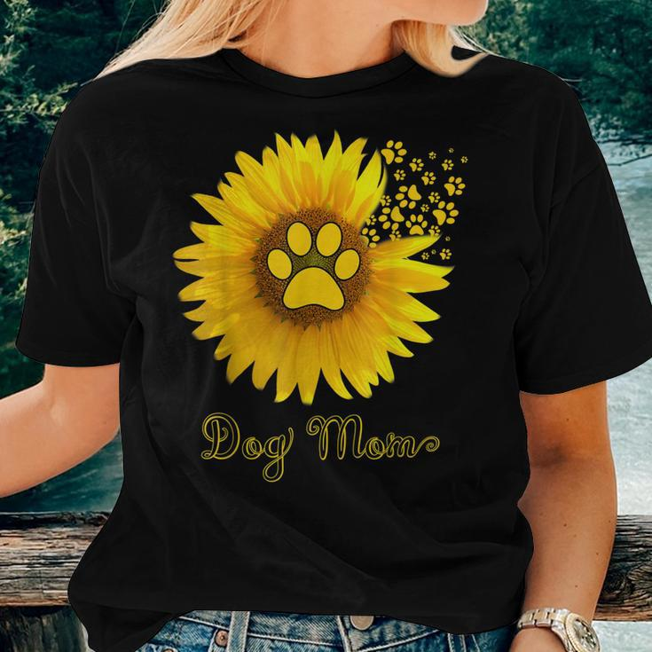 Dog Mom Sunflower Paw Print Women T-shirt Gifts for Her