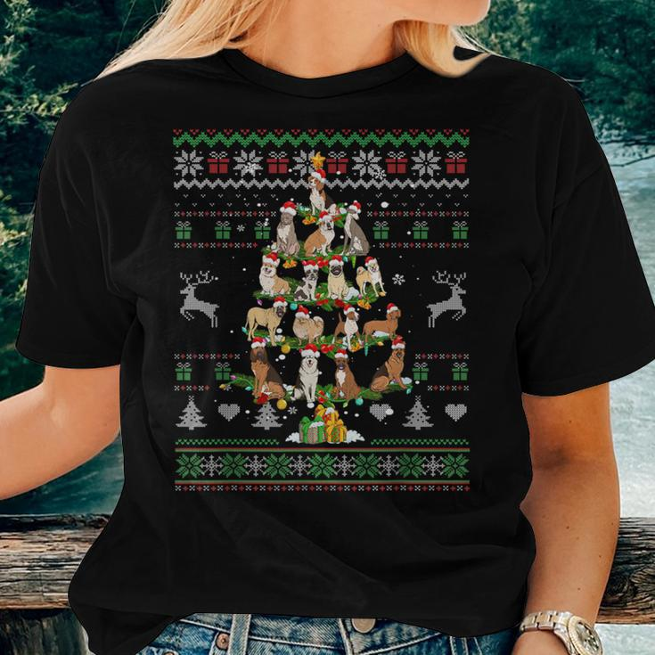 Dogs Christmas Tree Dog Lover Ugly Sweater Xmas Pets Women T-shirt Gifts for Her