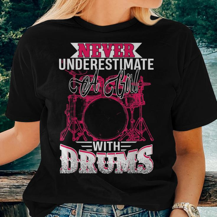 Drummer Never Underestimate A Girl With Drums Women T-shirt Gifts for Her