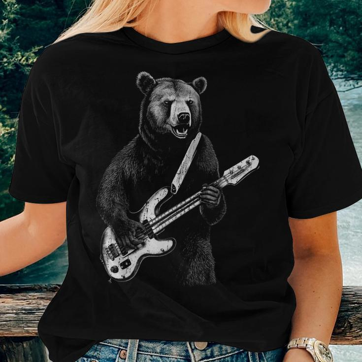 Electric Bass Guitar Bear Bassist And Music Teacher Women T-shirt Gifts for Her