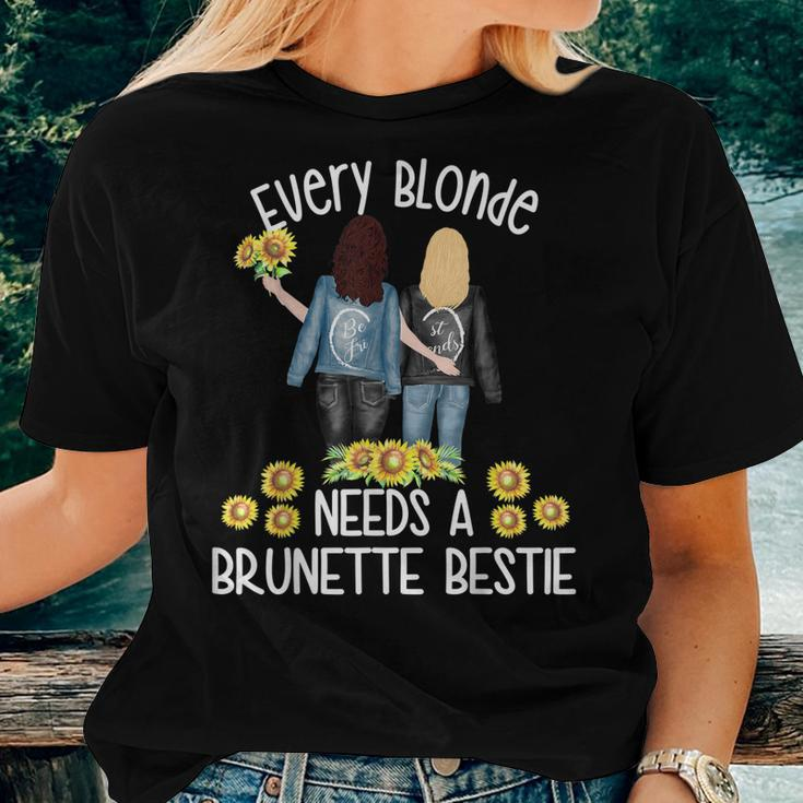 Every Blonde Needs A Brunette Bestie Sunflower Flower Lover Women T-shirt Gifts for Her