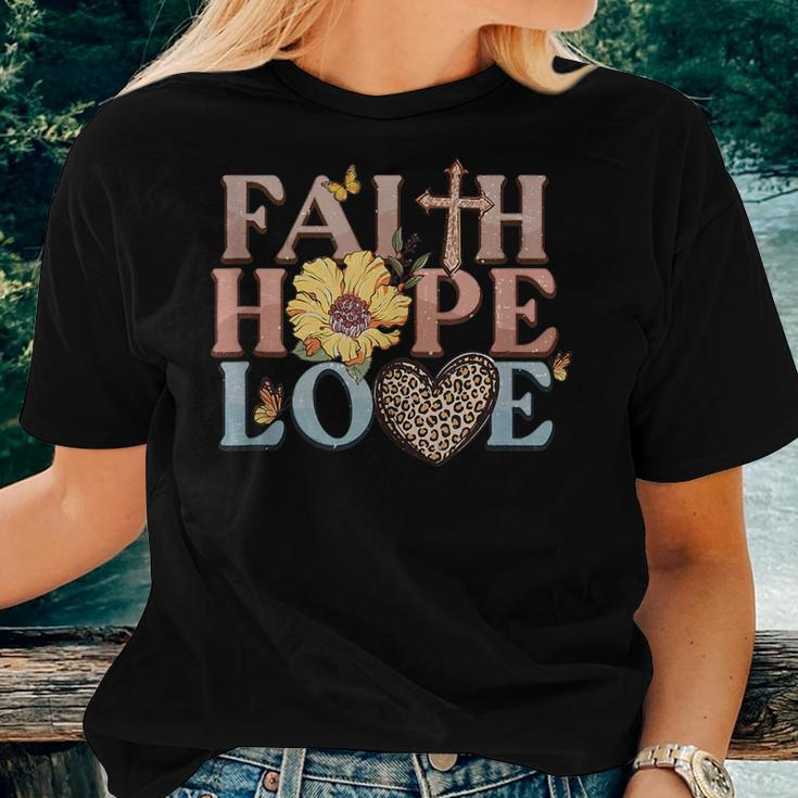 Faith Hope Love Leopard Jesus Christian Religious Boho Faith Women T-shirt Gifts for Her
