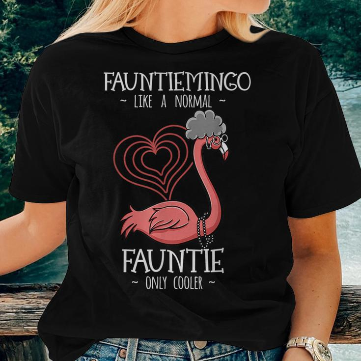 Fauntiemingo Fauntie Flamingo Lover Auntie Aunty Tita Tia Flamingo Women T-shirt Gifts for Her