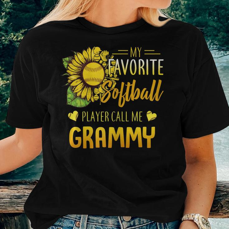 My Favorite Softball Player Calls Me Grammy Sunflower Women T-shirt Gifts for Her