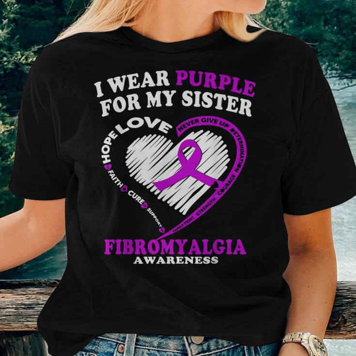 Fibromyalgia Awareness I Wear Purple For My Sister Women T-shirt Gifts for Her