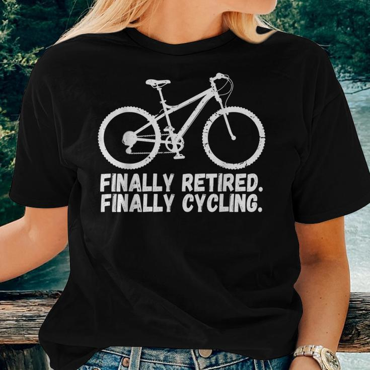 Finally Retired Finally Cycling Mountain Biking Women T-shirt Gifts for Her