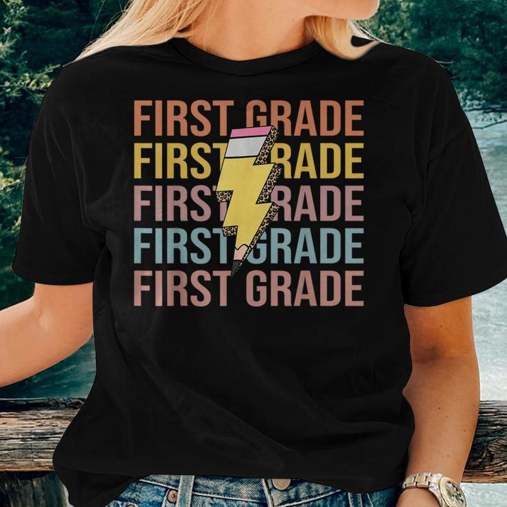 First Grade Teacher Lightning Pencil Bolt Back To School Women T-shirt Gifts for Her