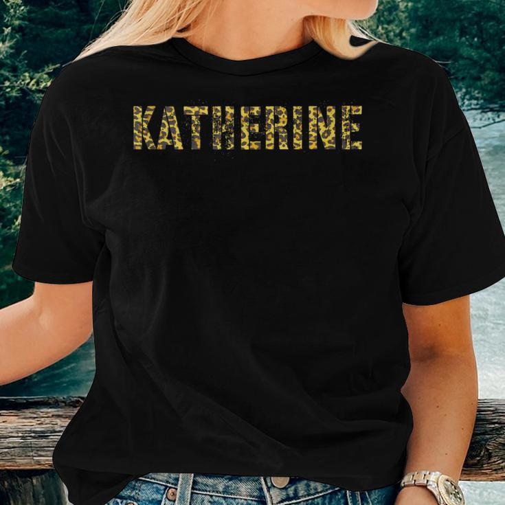 First Name Katherine Leopard Print Girl Cheetah Sister Mom Women T-shirt Gifts for Her