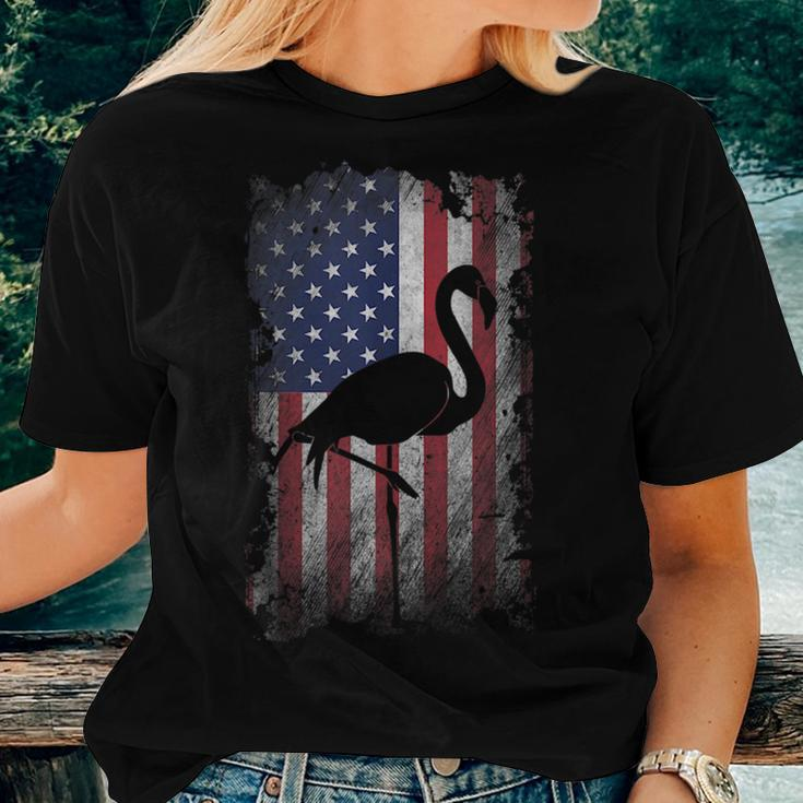 Flamingo American Flag Proud Usa Patriot Flamingo Lover Women T-shirt Gifts for Her