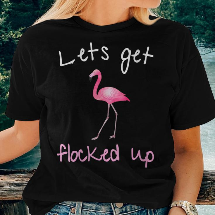 Flamingo Graphic- Lets Get Flocked Up Women T-shirt Gifts for Her
