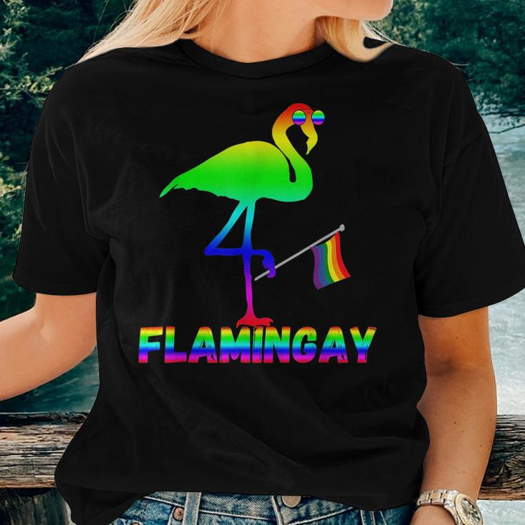 Flamingo Gay Pride Rainbow Bird Lgbt Flag Gender Homosexual Women T-shirt Gifts for Her