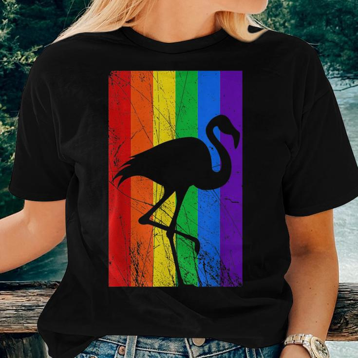 Flamingo Lgbt Pride Rainbow Flag Gay Lesbian Women T-shirt Gifts for Her