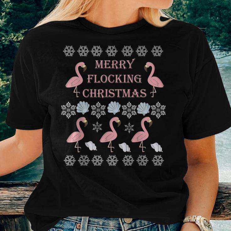 Flamingo Ugly Christmas Sweater Holiday Women T-shirt Gifts for Her