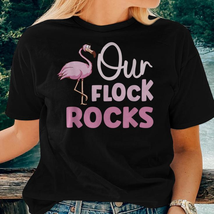 Our Flock Rocks Flamingo Family Matching Vacation Women T-shirt Gifts for Her