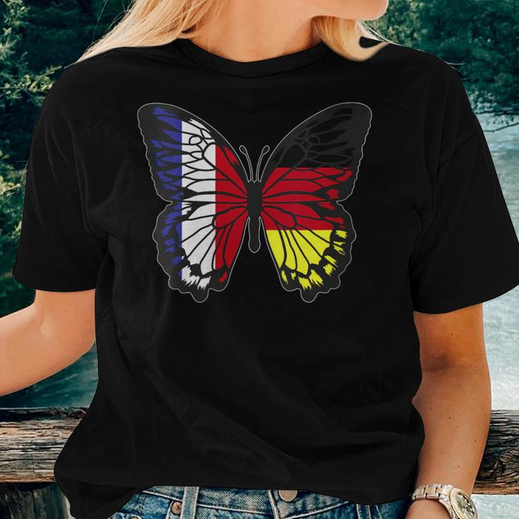 France And Germany Mix Butterfly Half German Half French Women T-shirt Gifts for Her